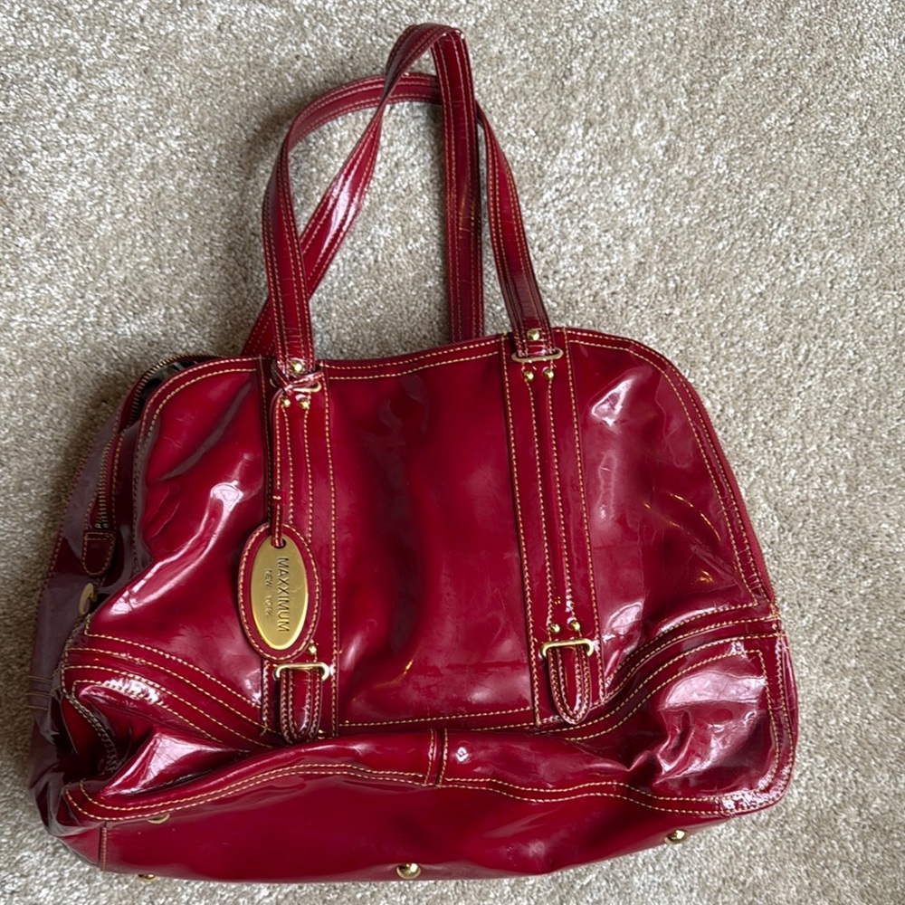 Maximum New York Red Patent Leather Tote Bag